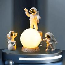 3 Astronautas + Lua Luminária Decoração Espaço Luxo