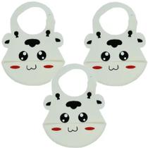 3 Babador Silicone Bebê Impermeável Migalha Infantil Avental 3 Babador Silicone Bebê Impermeável Migalha Infantil Avental