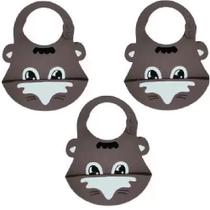 3 Babador Silicone Bebê Impermeável Migalha Infantil Avental