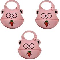 3 Babador Silicone Bebê Impermeável Migalha Infantil Avental 3 Babador Silicone Bebê Impermeável Migalha Infantil Avental