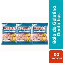 3 Bala de gelatina Morango e Framboesa Dentinhos Haribo 90G