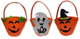 3 Baldinhos Feltro Tema Festa Halloween Decoração Temática