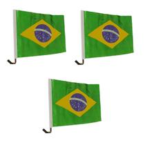3 Bandeiras Nacional Do Brasil Para Vidro De Carro 30Cm