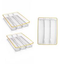 3 Bandeja Organizador Divisória Talher Acrílico Porta Gaveta Cozinha Multiuso Utensílio Maquiagem 3 Bandeja Organizador Divisória Talher Acrílico Porta Gaveta Cozinha Multiuso Utensílio Maquiagem