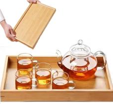 3 Bandejas Petisqueira em Bambu Decoração Banheiro e Servir
