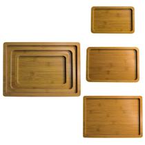 3 Bandejas Prato Retangular Madeira para Decoração Lavabo