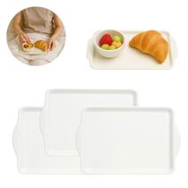 3 Bandejas Retangular Melamina 21cm com Alça Elegante 3 Bandejas Retangular Melamina 21cm com Alça Elegante