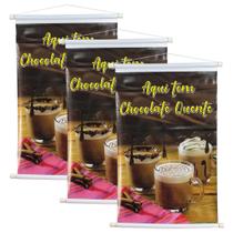 3 Banners Chocolate Quente Diversos Sabores