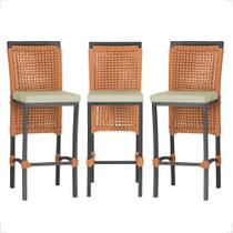 3 Banqueta em Alumínio Roma Preta Corda Náutica Tecido 7