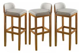 3 Banquetas Alta Com Encosto Moderna Para Balcao de Cozinha Linha Alta Onix Super Confortavel
