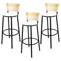 3 Banquetas Alta Para Cozinha Hawai Palha 3 Banquetas Alta Para Cozinha Hawai Palha