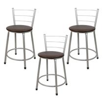 3 Banquetas Baixa para Cozinha Epoxi Cinza 3 Banquetas Baixa para Cozinha Epoxi Cinza