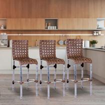 3 Banquetas Florença Colmeia Fibra Sintética Argila