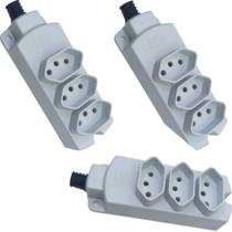 3 Barra de Tomada Régua Múltipla Tripla Para Extensão 10a Branco TMU3-310