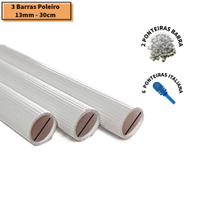 3 Barras 13mm c/ 30cm + 6 Ponteiras Italianas - Passaros Bird Gaiola Viveiro