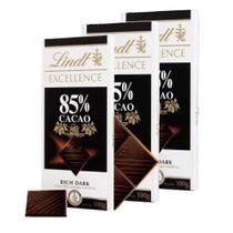 3 Barras Chocolate - 85% Cacau - Lindt Excellence 3 Barras Chocolate - 85% Cacau - Lindt Excellence