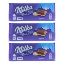3 barras de chocolate importado milka com creme de iogurte