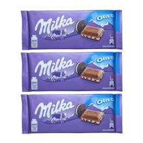 3 barras de chocolate milka com recheio creme de oreo 100g