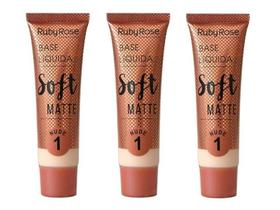 3 Base de Maquiagem Ruby Rose Soft Matte Nude n 1 29ml
