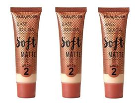 3 Base de Maquiagem Ruby Rose Soft Matte Nude n 2 29ml