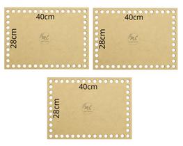 3 Bases MDF Retangulares Crochê/Fio de Malha - 28cm x 40cm 3 Bases MDF Retangulares Crochê/Fio de Malha - 28cm x 40cm