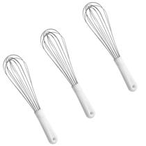 3 Batedores Fuê Tipo Pêra 30 cm Branco Confeitaria Fouet Kit