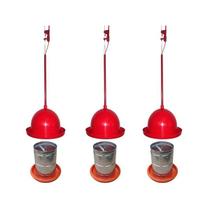 3 Bebedouros Pendulares + 3 Comedouros Galvanizado 5kg Aves
