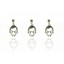 3 Berloques Charms Filhas Meninas Prata Legitima 925 3 Berloques Charms Filhas Meninas Prata Legitima 925