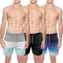 3 Bermudas Masculina Kit Shorts Verão Treino Academia Praia