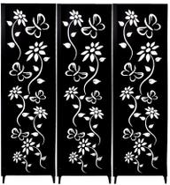 3 Biombo Pintado Reto Com Pés Folha Painel Mdf Divisor Divisória Separador De Ambiente Branco Ou Preto Vários Modelos