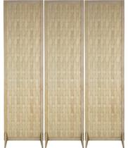 3 Biombo Trançado Reto Com Pés Folha Painel Mdf Cru Divisor Divisória Separador De Ambiente