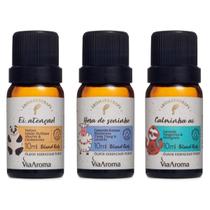 3 Blends de Óleos Essenciais Ei atenção! Hora do soninho e Calminha ai Aromatizadores Puros 10ml Via Aroma Kids