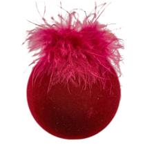 3 Bolas Enfeite Árvore Natal Vinho de Veludo e Plumas 8cm 3 Bolas Enfeite Árvore Natal Vinho de Veludo e Plumas 8cm