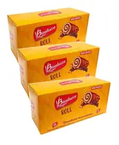 3 Bolinho Roll Rocambole Chocolate Bauducco 15unid 34G 510g