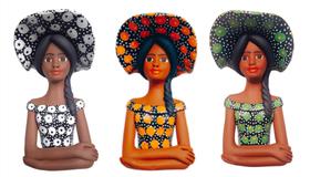 3 Bonecas De Barro Namoradeira 15 Cm - Artesanato Decoração