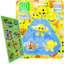 3 Bonecos Emoji Figuras Divertidas Multikids + Adesivo M