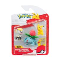 3 Bonecos Jangmo-o, Ivysaur e Pikachu - Pokémon