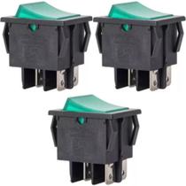 3 botão gangorra interruptor bipolar 10a iluminação verde 29223 margirius