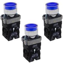 3 Botões De Impulsão Azul Iluminado 1na+1nf 24v Metaltex 3 Botões De Impulsão Azul Iluminado 1na+1nf 24v Metaltex