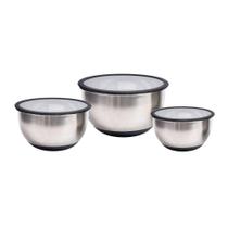 3 Bowls-tigelas Em Inox Com Tampas 1,5-3-5 Litros Kenya 3 Bowls-tigelas Em Inox Com Tampas 1,5-3-5 Litros Kenya
