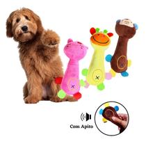 3 Brinquedos C/ Apito Mordedor Pet Pelúcia Para Cães E Gatos