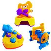 3 Brinquedos Didático Rata Tuff Mesinha Martelar E Bate Dog