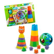 3 Brinquedos Educativos 1 ano - Ursinho + Torre + Bola 3 Brinquedos Educativos 1 ano - Ursinho + Torre + Bola