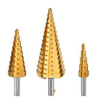 3 Broca Escalonada Cônica Diâmetro de 4 até 32 mm c/ banho Ideal para Chapas e Tubo Finos Aço Madeira e Alumínio