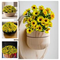 3 Buquês de Plantas Artificiais Flor Mini Girassol Permanente Ideal Para Enfeitar Floreiras e Arranjo Artesanal - DE1825
