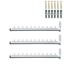 3 Cabideiros RT Para Roupas 10 Cabides Arara De Parede 40cm Organização Closet Loja Aço Robusto