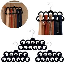 3 Cabides Organizador Lenços Cintos Plástico Emborrachado