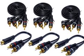 3 Cabo RCA 1M Ponteira em 90 Graus e 3 Y 2M1F Semi Blindado