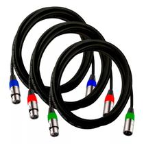 3 cabos de microfone balanceado xlr santo angelo 5 metros vermelho, azul e verde 3 cabos de microfone balanceado xlr santo angelo 5 metros vermelho, azul e verde
