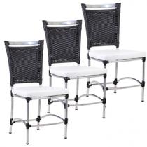3 Cadeira Em Alumínio E Fibra Sintética Jk Cozinha Edícula